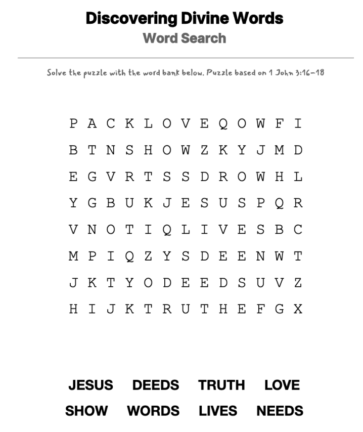 Love Is What Love Does word-search